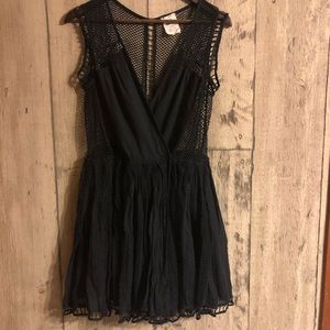 Free People FP One open crochet wrap dress size small deep navy